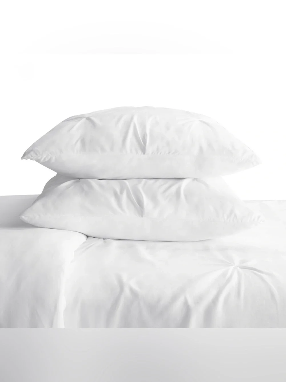 New Serta Simply Clean Pleated 3-Piece Solid Duvet Set, White, Full/Queen F/Q